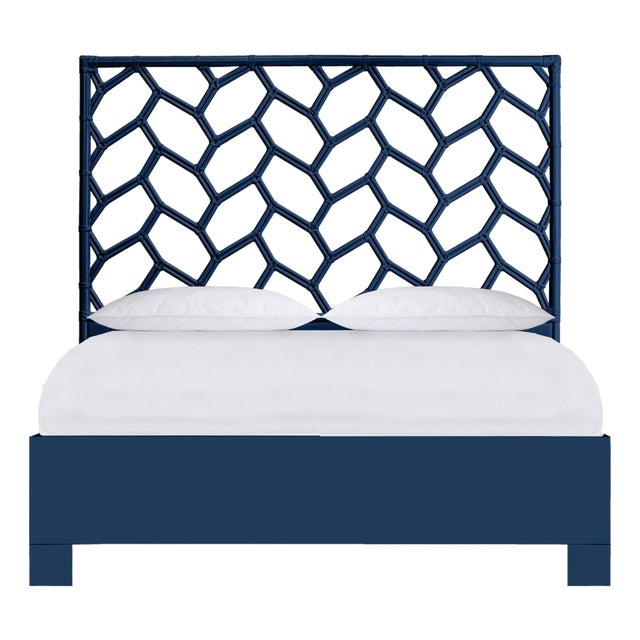 Silas Platform Bed Queen - Navy For Sale