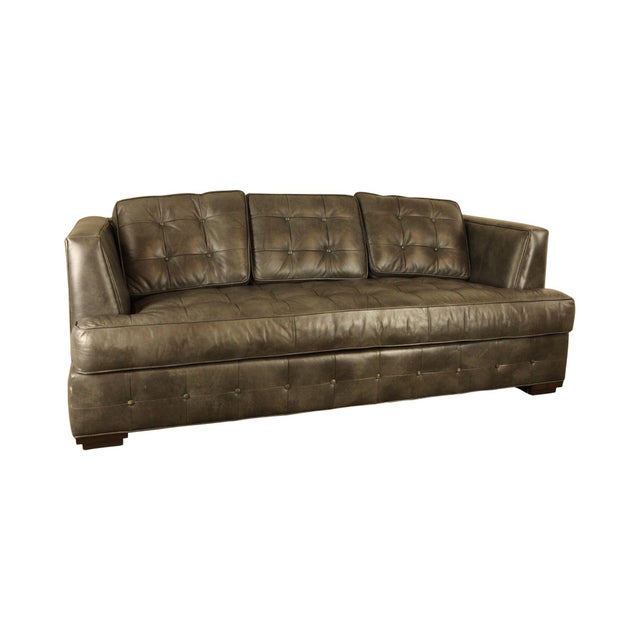 Ethan Allen Grey Tufted Leather Sofa Chairish