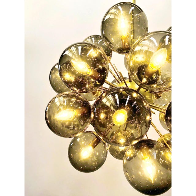 Not Yet Made - Made To Order 21st Century Ventiquattro Natural Brass Smoky Bubbles Murano Sputnik Chandelier by Fabio LTD For Sale - Image 5 of 7
