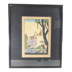 Art Deco Gouache Painting After Georges Barbier