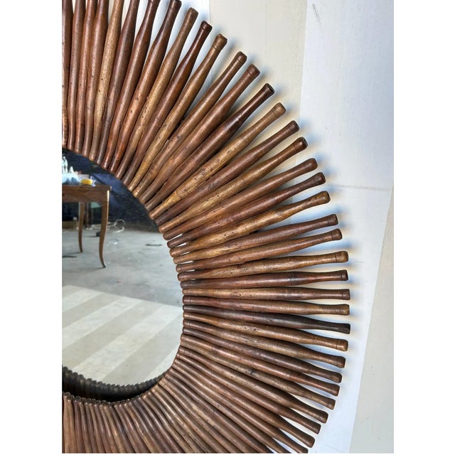 48" Round Rolling Pin Starburst Mirror For Sale - Image 4 of 4