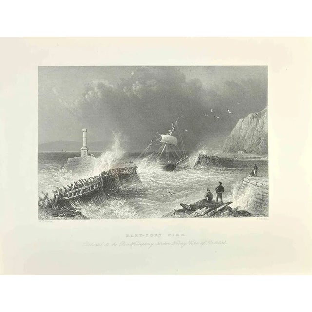 Mary- Port Pier is an etching realized in 1845 by W. H. Bartlett. Signed on the plate. Titled on the lower center. Good...