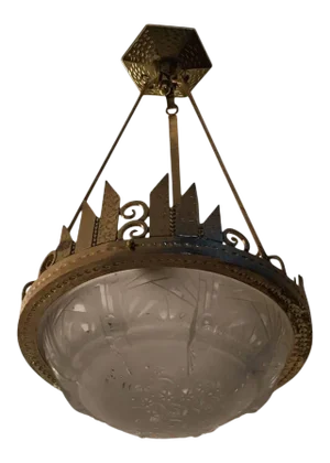 French Art Deco Chandelier Signed by Muller Frères and Denard