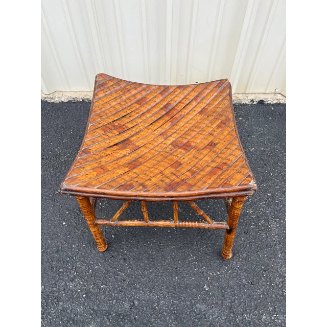 Wood Antique Egyptian Revival Tortoise Bamboo Thebes Stool For Sale - Image 7 of 12