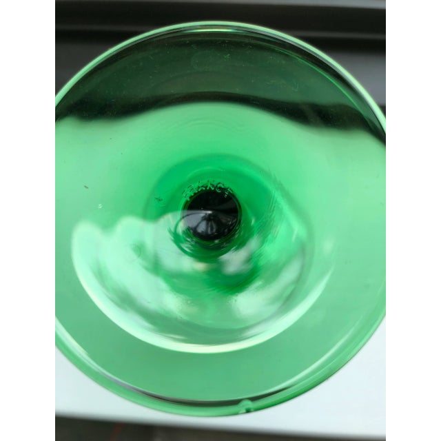 Vintage French Emerald Green Stemmed Glasses-Set of 6 For Sale In Houston - Image 6 of 7