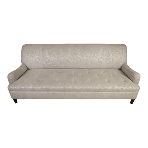 Silver Jacquard Sofa With Tufted Seat