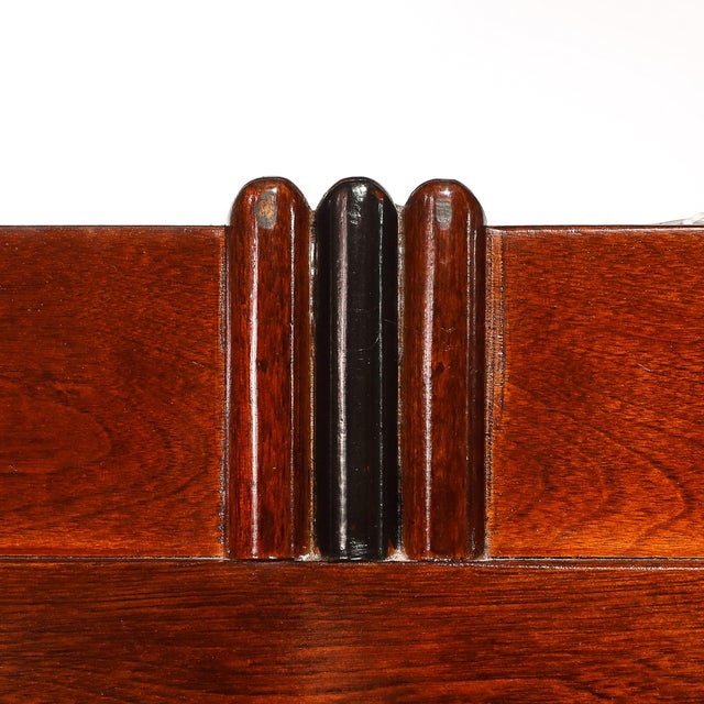 Art Deco Art Deco Skyscraper Style Grandfather Clock in Walnut With Black Lacquer Accents For Sale - Image 3 of 13