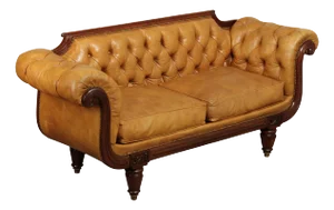 Antique English Regency Mahogany and Tufted Leather Sofa