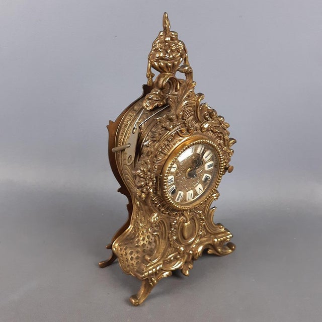 Stunning vintage working table clock, with mechanical movement and chime and complete with original key. External...