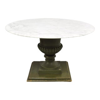 Italian Classical Cast Iron Urn Planter Pedestal Base Round Marble Dining Table For Sale