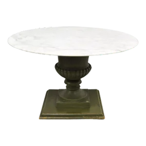 Italian Classical Cast Iron Urn Planter Pedestal Base Round Marble Dining Table