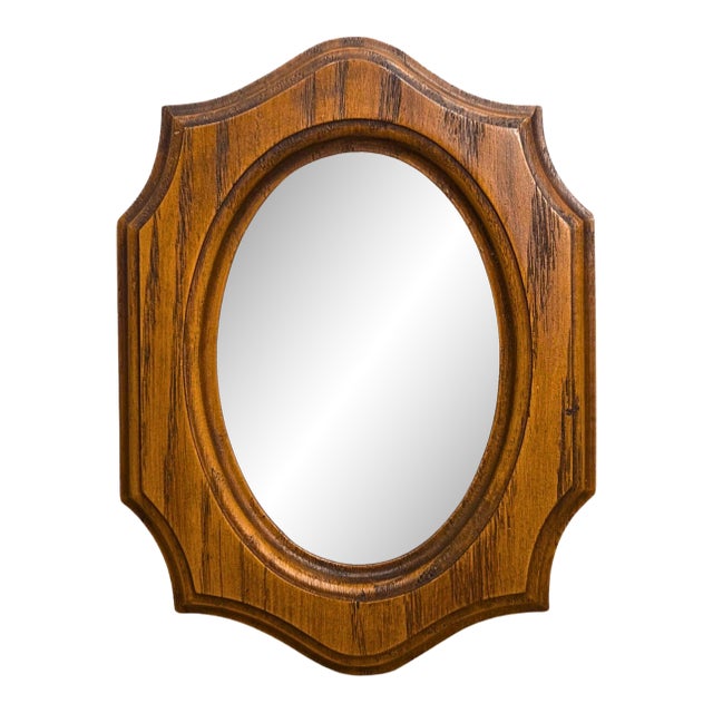 Vintage Wooden Oval Picture Frame With Octagonal Shape | Frosted Glass| For Sale