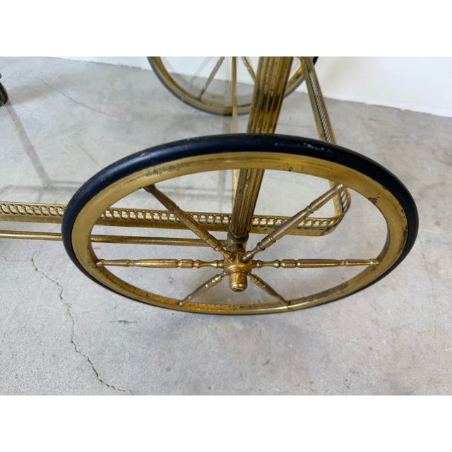 1960’s Italian Hollywood Regency Brass & Glass Bar Cart With Bottle Holder For Sale - Image 11 of 12