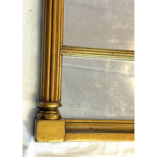 Glass Vintage Bernhardt Large Paneled Gold Painted Wood Frame and Silver Leaf Mirror For Sale - Image 7 of 16
