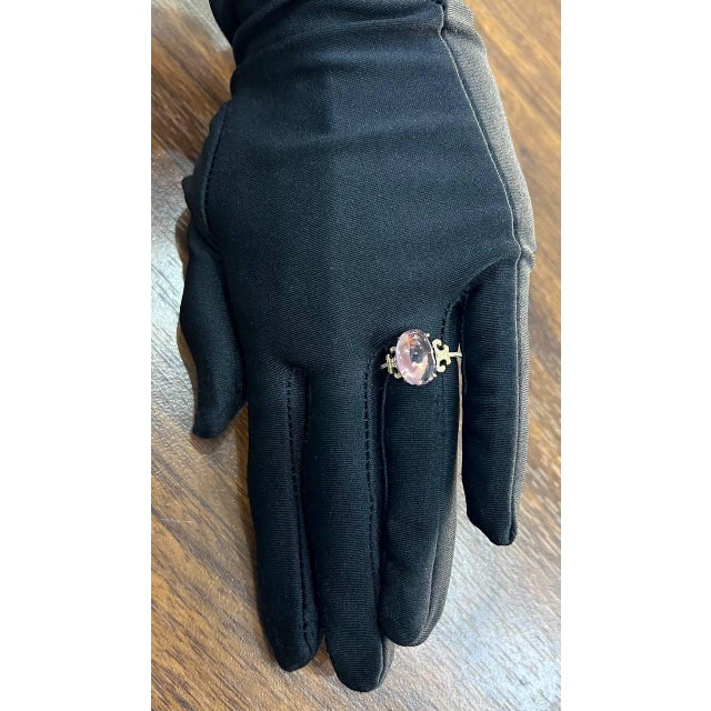 Oval Cabochon Pink Violet Amethyst 14k Diamond Statement Unique Ring, Size 6.75 For Sale - Image 12 of 13