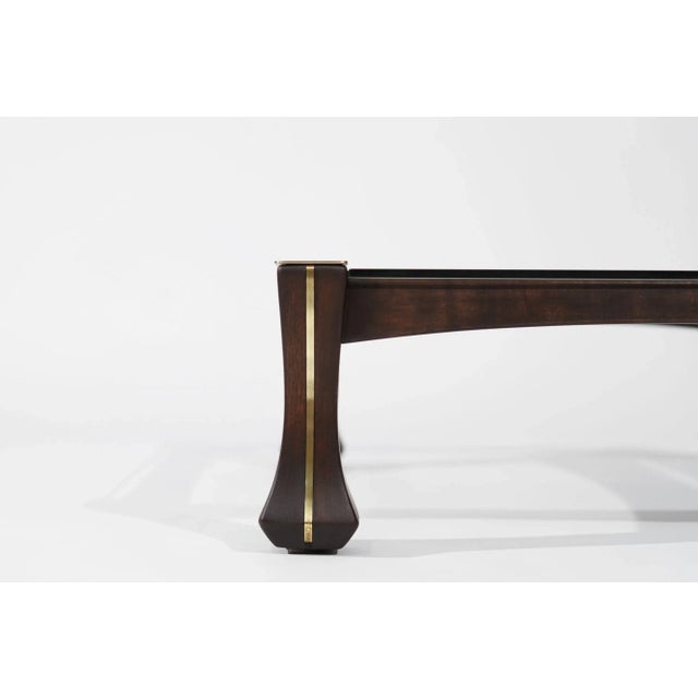 Wood Luciano Frigerio Mahogany and Brass "Ussaro" Coffee Table, C. 1970s For Sale - Image 7 of 11