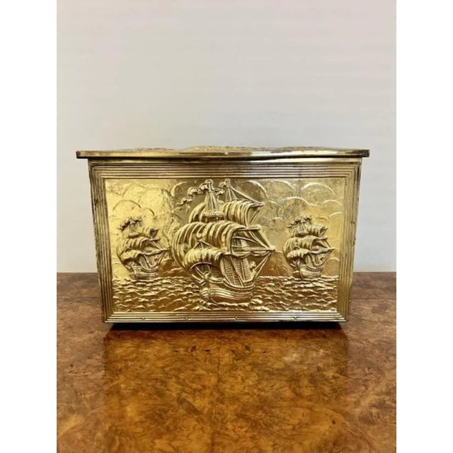 Ornate Brass Coal Box, 1920s For Sale - Image 6 of 6