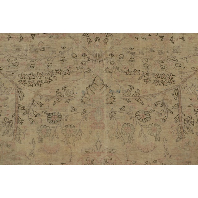 1920s Antique Turkish Rug With Distressed Floral Design in Beige Tones - Rug & Kilim For Sale - Image 5 of 9