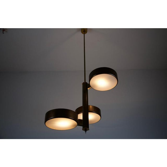 Mid-Century Brass and Glass Ceiling Lamp by Stilnovo, Italy, 1960s For Sale - Image 3 of 12