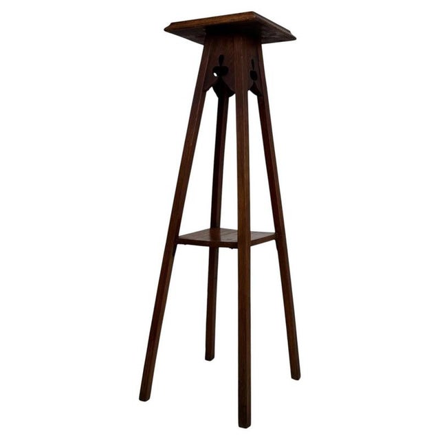 Antique Early 20th Century English Edwardian Oak Planter Jardiniere Stand, 1890s For Sale - Image 9 of 9