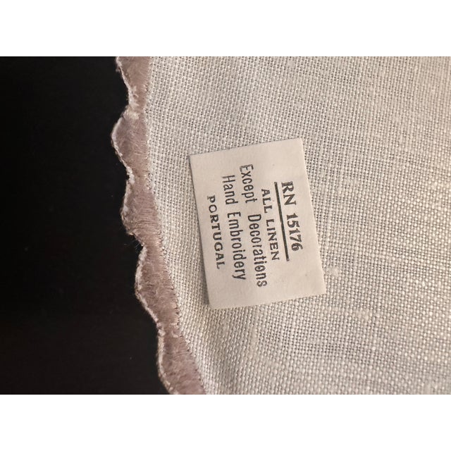 Absolutely beautiful never used 100% linen tablecloth 72 x 108 with hand embroidered scalloped edging from Madeira Portugal