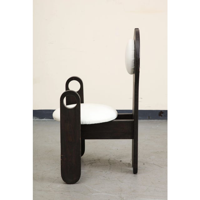 Wood Hungarian Studio White Leather and Wood Side Chair by Szedleczky Design, 1970s For Sale - Image 7 of 11