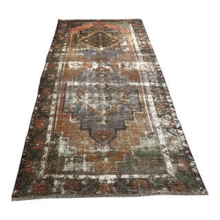 Vintage Oushak Handmade Distressed Rug For Sale