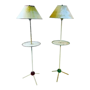 1930s Art Deco Modernist Tripod Base Floor Lamps Attributed to Walter Von Nessen Studio- a Pair