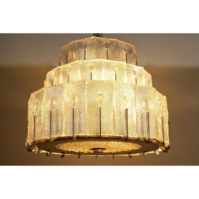 White Vintage Three-Tier Glass Pendant Light by Rupert Nikoll, 1950 For Sale - Image 8 of 18