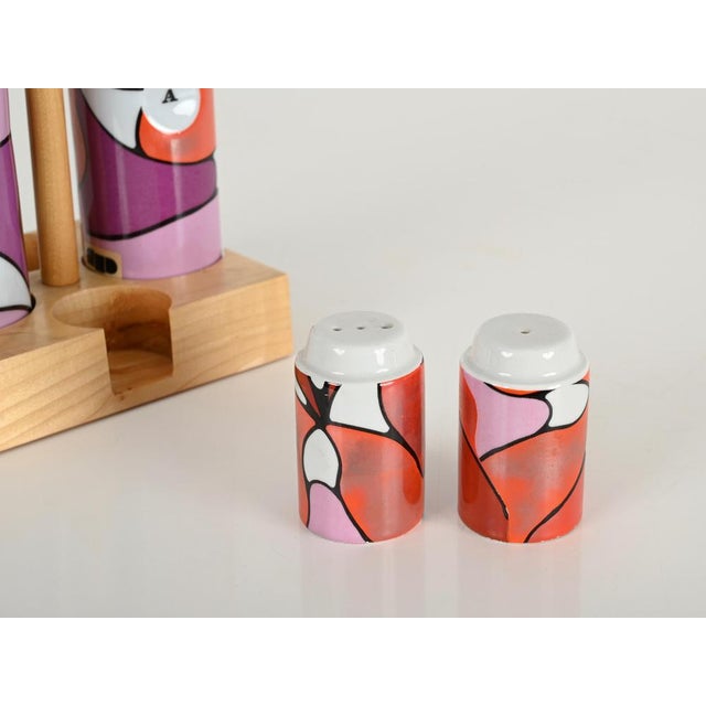 Mid-Century Italian Ceramic Oil and Vinegar Cruet Set from Franco Pozzi, 1970s, Set of 4 For Sale - Image 12 of 18