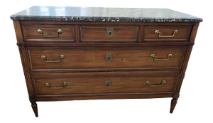 18th Century Louis XVI Commode / Chest of Drawers / Dresser With Marble Top