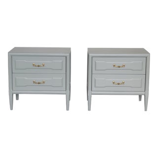 Pair of Mid Century Green Nightstands For Sale