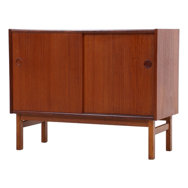 Mid-Century Modern Danish Modern Teak Chest of Drawers with Sliding Doors, 1960s For Sale