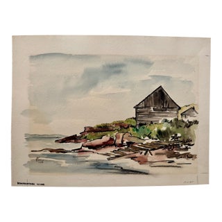 Henry Emil Salloch Original Watercolor on Paper Bonaventure Island, 1957. For Sale