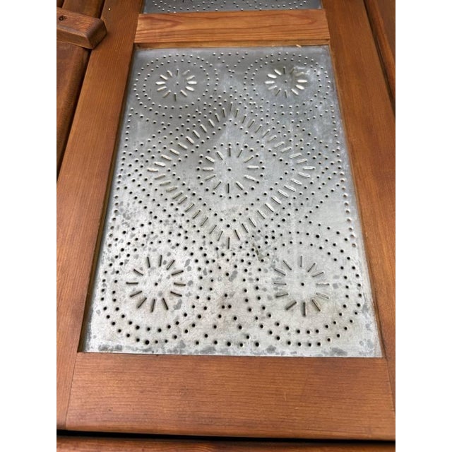 Vintage Early American Primitive Rustic Style Pie Safe Cabinet With Punched Tin Front Panels For Sale - Image 14 of 15