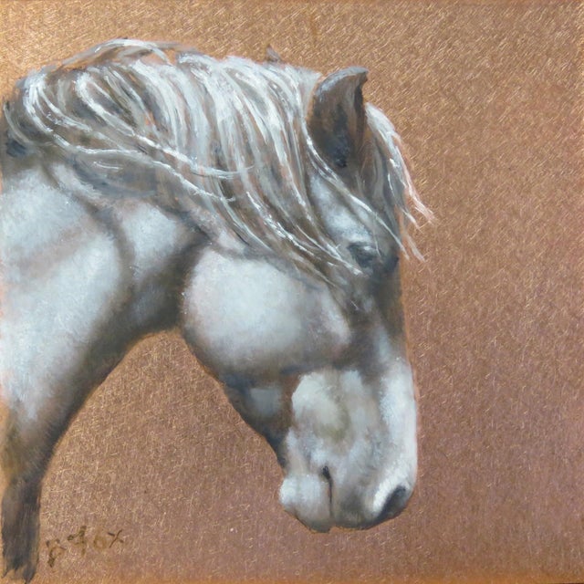 A Willing Spirit #5 by Barbara Fox | Oil on Copper Portrait of a horse's head. For Sale
