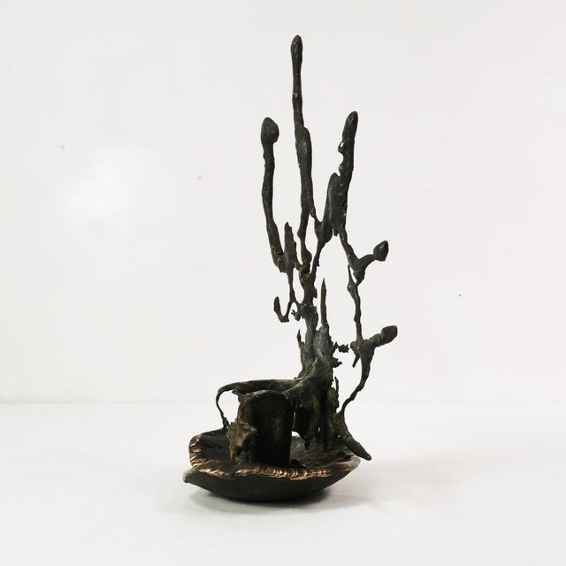 Modern Brutalist Cast Iron Candlestick, Belgium, 1960s For Sale - Image 3 of 15