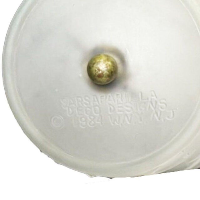 White 1984 Art Deco Lay by the Stars Crescent Moon Boudoir Glass Lamp by Sarsaparilla For Sale - Image 8 of 8