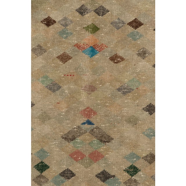 1960s 1960s Vintage Turkish Rug in Beige-Brown, Black With Colorful Square Patterns For Sale - Image 5 of 7