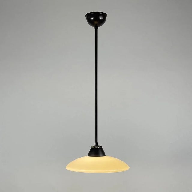 Metal Swedish Grace Opaline & Bronzed Brass Pendants, 1940s, Set of 3 For Sale - Image 7 of 12