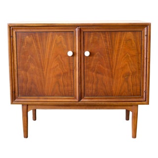 1950s Drexel "Declaration" Walnut Record Cabinet / Small Sideboard Designed by Stewart MacDougall and Kipp Stewart, Attributed For Sale