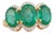 Three Stone Yellow Gold Natural Oval Emerald Ring With Natural Diamonds For Sale