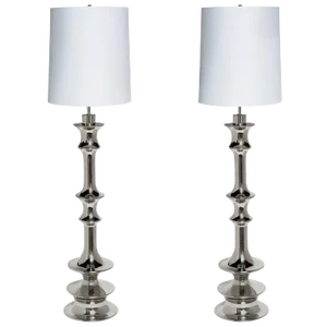 Hollywood Regency Sculptural Floor Lamps in Nickel - a Pair
