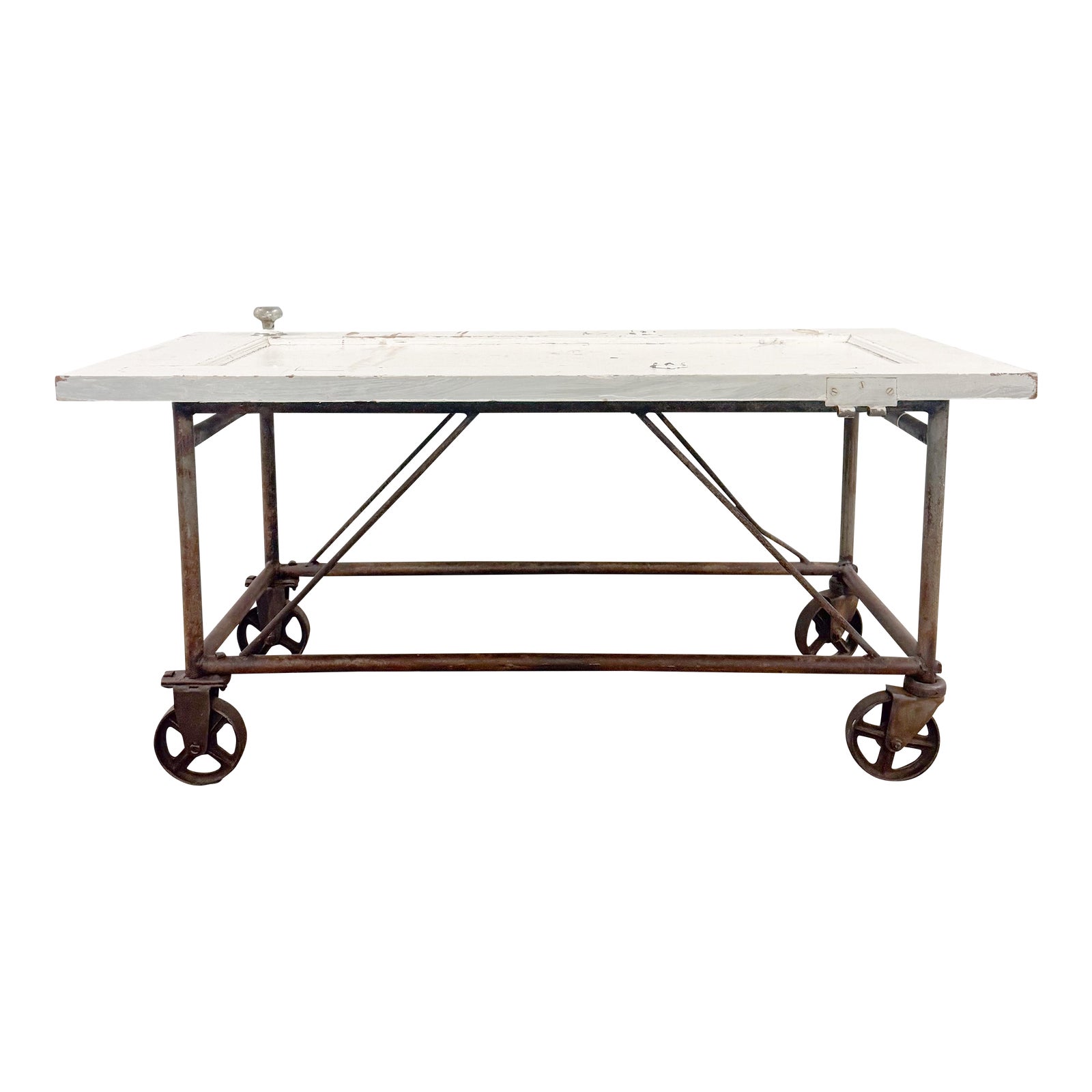 Mid 20th Century Primitive Industrial Work Bench Style Coffee Table ...