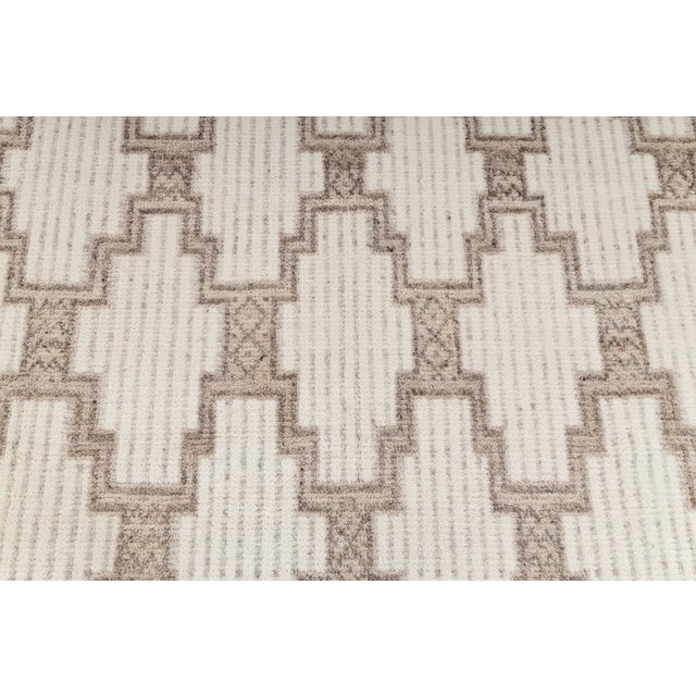 Textile 10x14Ft. Ivory White Wool Boho Inspired Hand Made Rug For Sale - Image 7 of 18