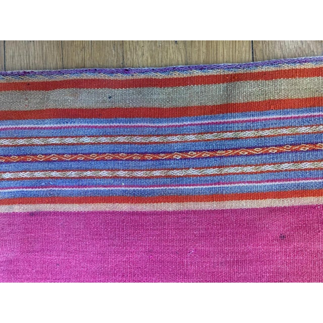 This is a vintage hand woven reversible Aguayo wool cloth used by the Andean women to carry babies and goods. This piece...