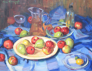 Luise Kornsand, Fruit Still Life, 1941, Oil Painting on Canvas, Framed