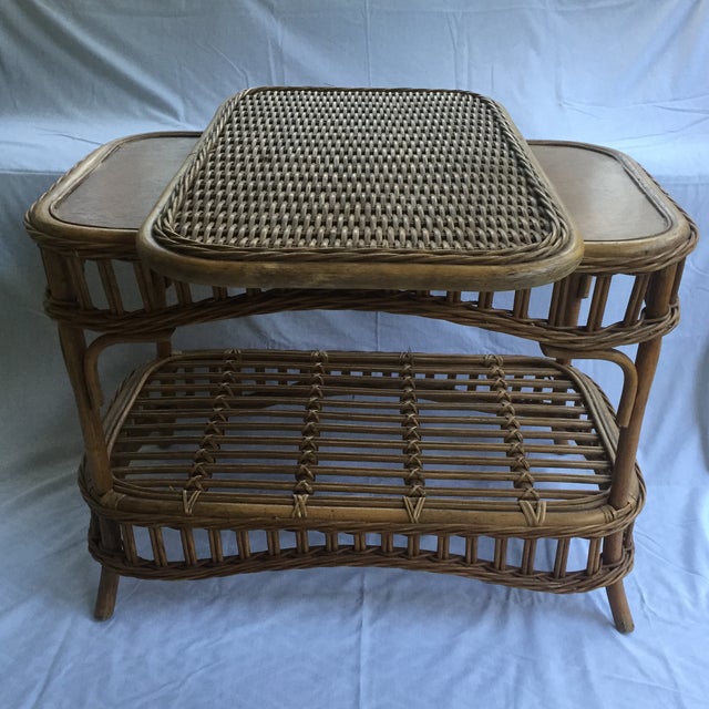 Vintage Wicker Swivel Top Coffee Table Chairish