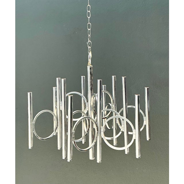 Vintage Scolari for Lightolier Chrome Chandelier For Sale - Image 9 of 12