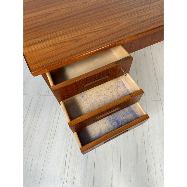 Vintage Scandinavian Curved Teak Writing Desk, 1960s For Sale - Image 5 of 12